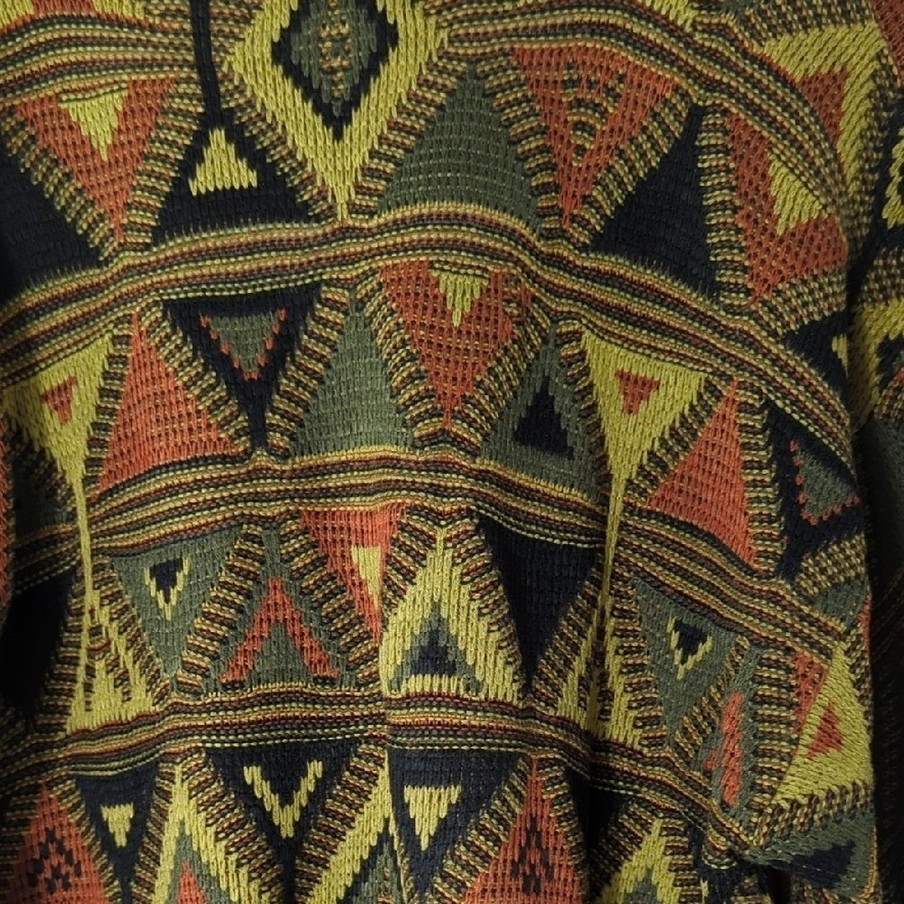 Vintage 80s Gitano Cardigan Sweater Black Orange Lime Green Martini Cosby Medium - Picture 14 of 16